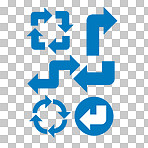 Arrow, icon and emoji sign or vector for an app or web design on a png, transparent and mockup or isolated background. Notification, logo and color design showing direction