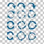 Arrow, icon and emoji sign or vector for an app or web design on a png, transparent and mockup or isolated background. Notification, logo and color design showing circle direction