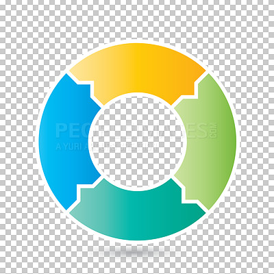 Buy stock photo Infographic chart, design and geometric illustration with circle for report or information isolated on png transparent background. Presentation, template and icon error for circular economy or growth