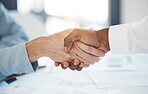 Business, deal and hands shaking. Portrait of businesspeople shaking hands on a successful partnership and collaboration. Symbolizing an appreciation of a new start and welcome in the firm 