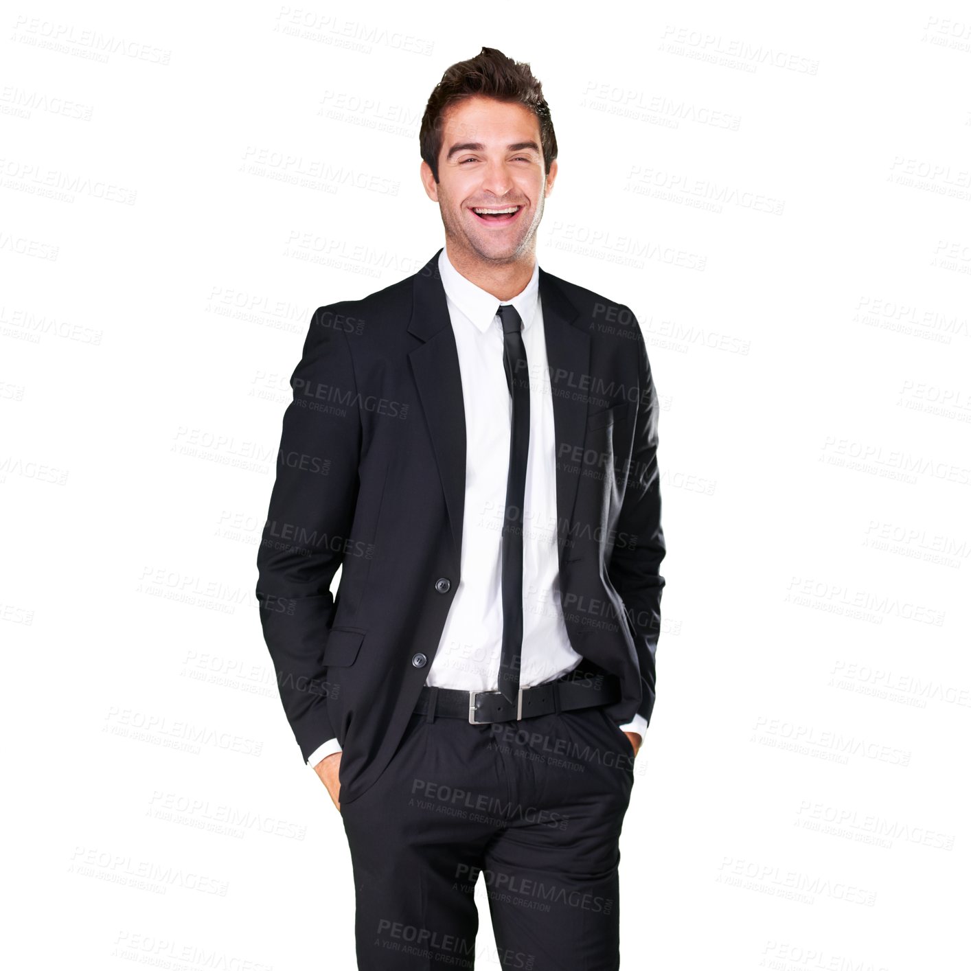 Buy stock photo Suit, style and fashion for a stylish man in business wearing elegant and classy clothes on a png, transparent and isolated or mockup background. Portrait of an attractive, handsome and confident guy