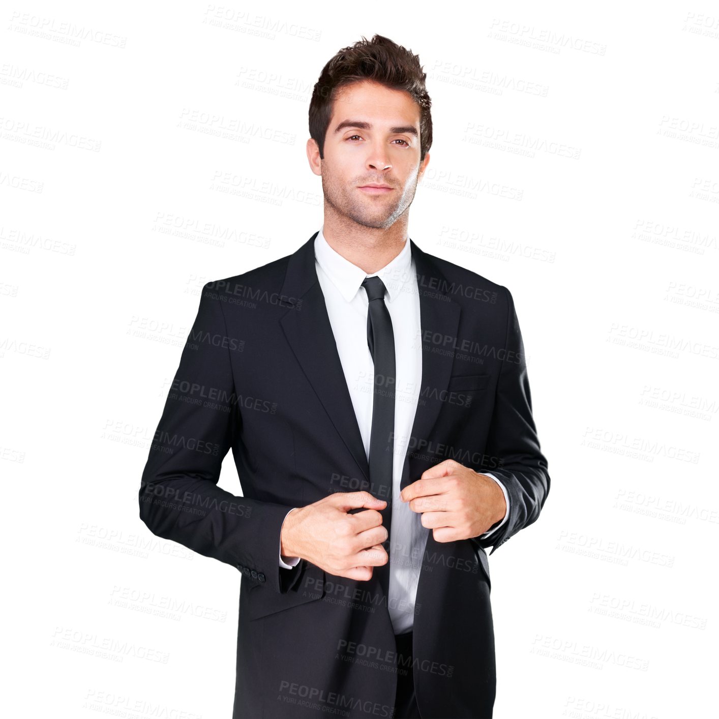 Buy stock photo Business man, serious and portrait of model on a transparent background for fashion and style. Professional or corporate male person isolated on png design with confidence, luxury clothes or wealth 