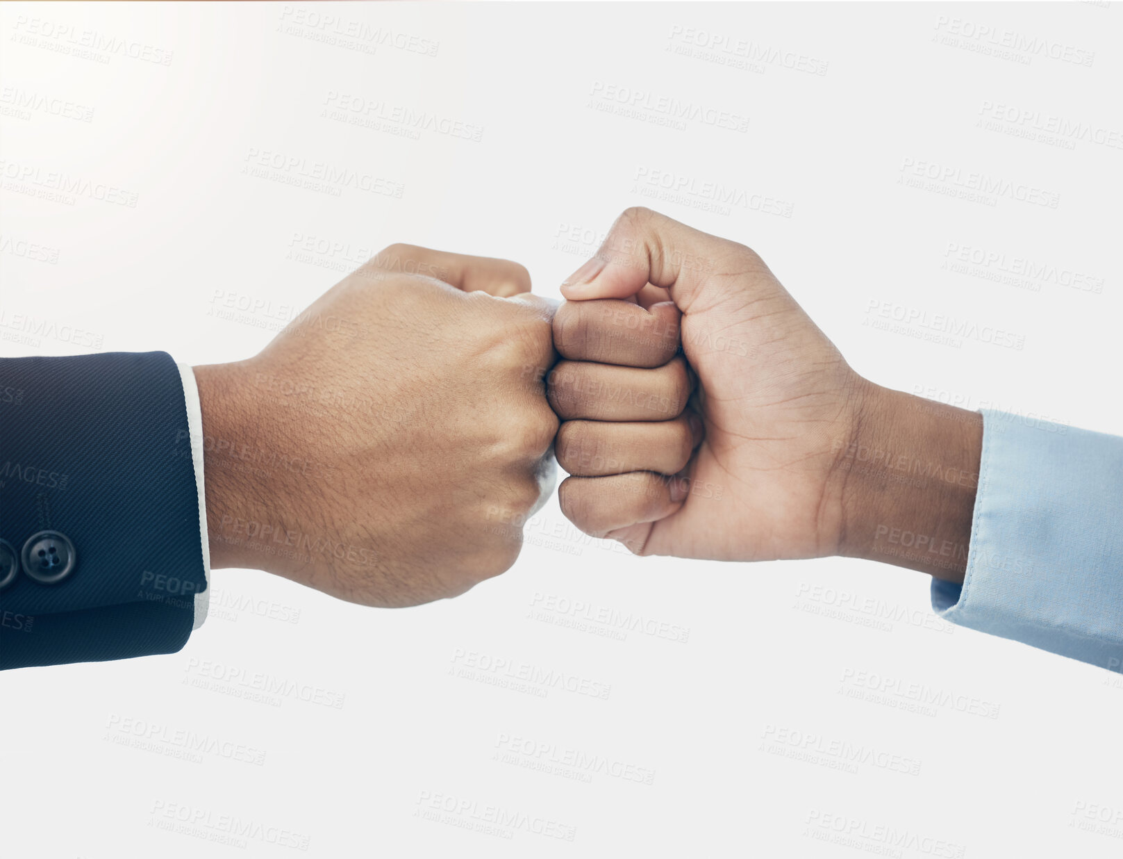 Buy stock photo Teamwork, fist bump or corporate partnership for meeting success, support or trust motivation hand zoom. Business men, hands or collaboration for community, planning or team building strategy
