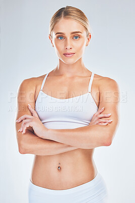 Health, fitness and beauty of woman in studio for exercise