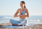 Beach Yoga Woman Doing Stretching Exercise Mind Body Spiritual Wellness  Stock Photo by ©PeopleImages.com 623857974