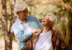 Laugh, love and senior couple bond in house garden, nature park or home backyard in trust, security or future support. Happy smile, retirement life and elderly man in Germany with woman outdoor 