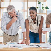 Business people, project management and documents, collaboration of ...