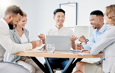 Buy stock photo Meeting, teamwork and finance with a business team planning for the future growth of their investment. Planning, documents and collaboration with a man and woman accounting group in the office