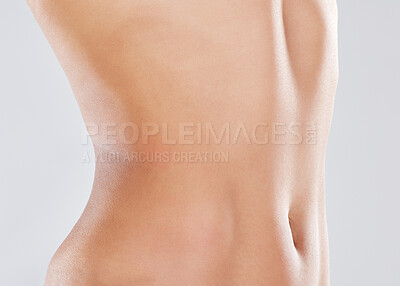 Measuring tape, stomach and woman in studio for wellness, weight