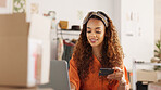 Credit card, shopping and black woman on the internet with a laptop in an office at work. Happy business owner making an online payment for stock for her small business with a card and computer