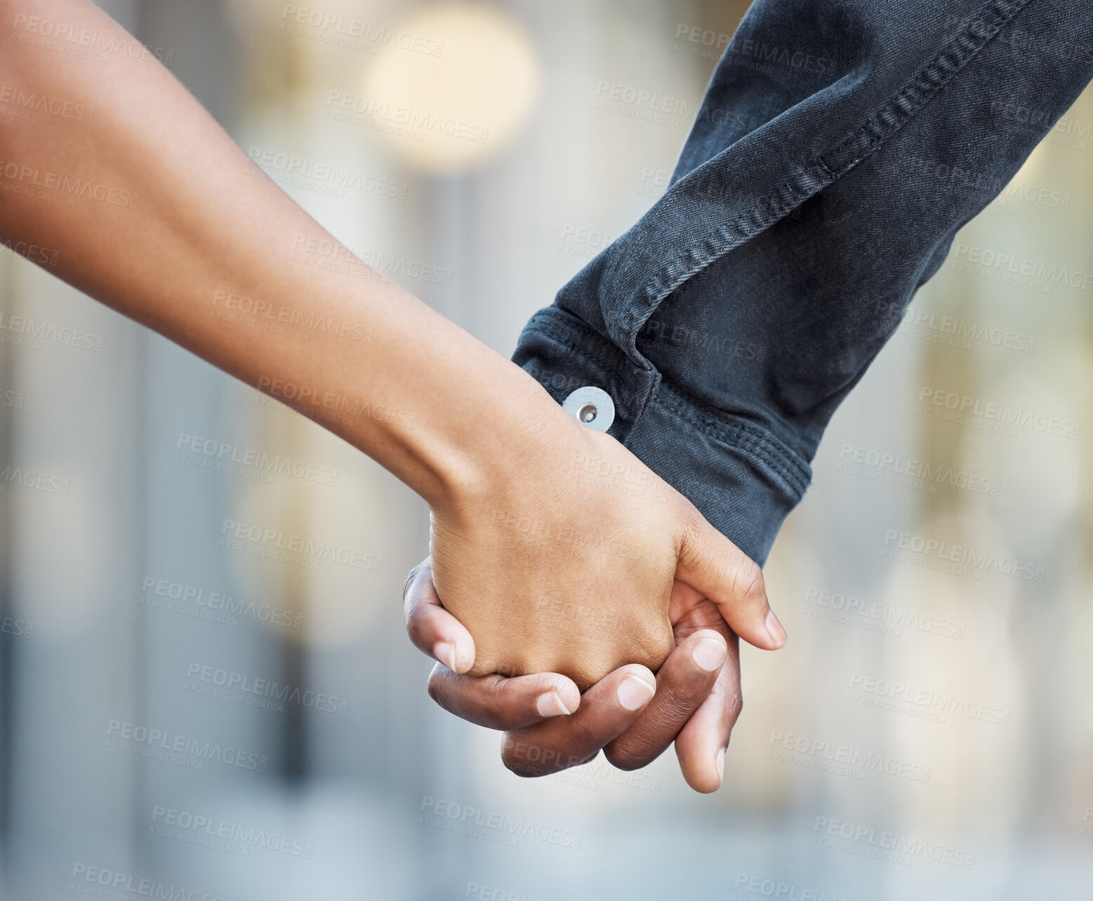 Buy stock photo Closeup, hands and couple with marriage, support and love for partnership, bonding and collaboration. Zoom, man and woman with solidarity, kindness and relationship with trust, loyalty and romance