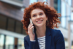 Beautiful red head business woman using smartphone talking on mobile phone in city smiling confident female entrepreneur wearing suit