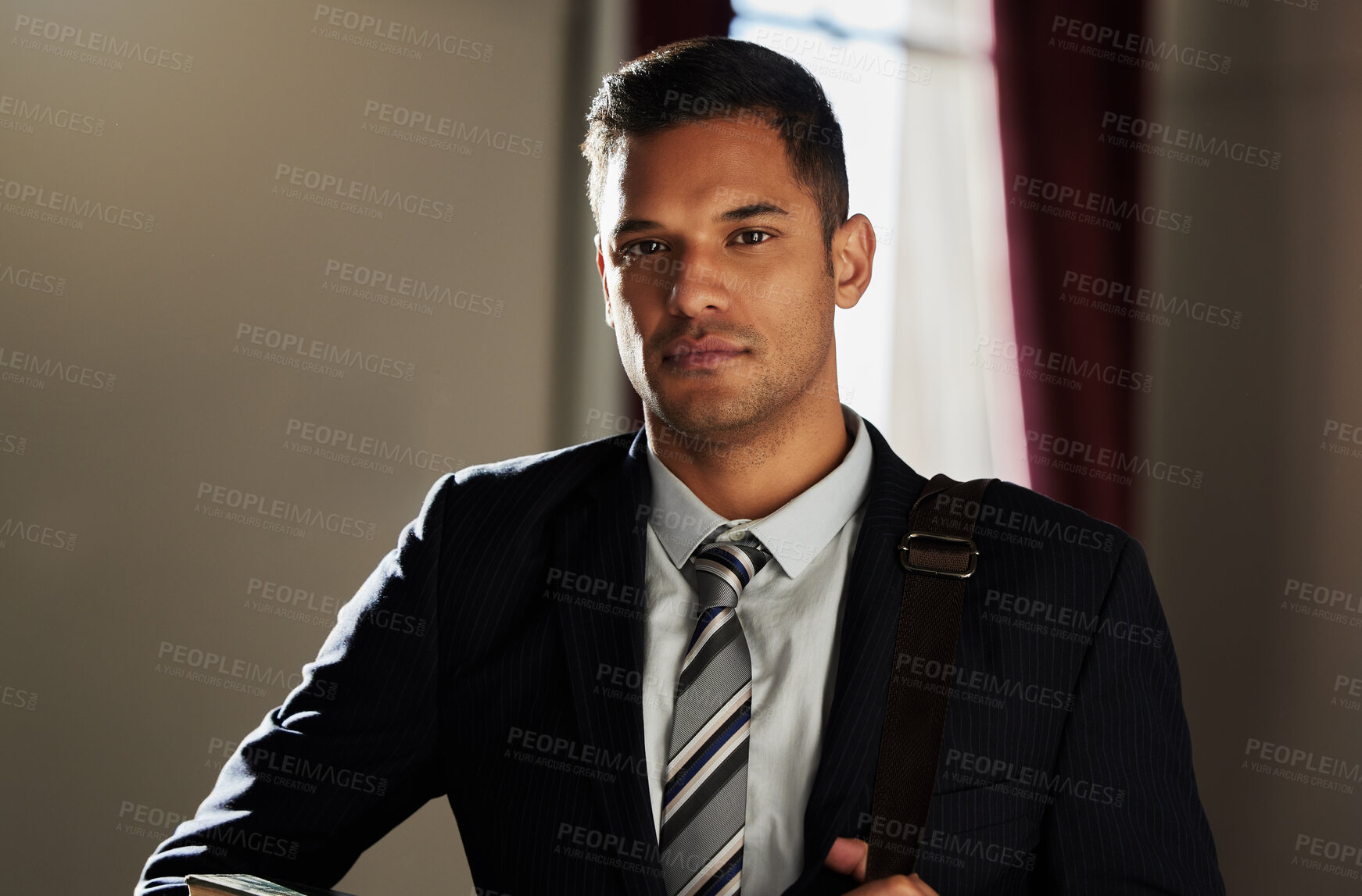 Buy stock photo Portrait, business man and lawyer vision of a legal associate in office ready for corporate law. Businessman, company employee and smart notary advocate with consultant and professional success 