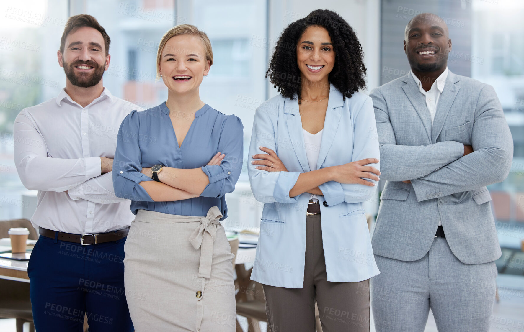 Buy stock photo Diversity, management team and corporate portrait of business people in office for happy teamwork. Men and women in leadership together for company growth, development and mission with solidarity 