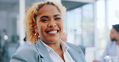 Business woman, portrait or manager for office meeting, boardroom training or diversity teamwork in collaboration. Smile, happy or corporate leadership in global finance company for strategy planning