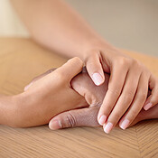 Support, empathy and compassion with people holding hands for hope ...