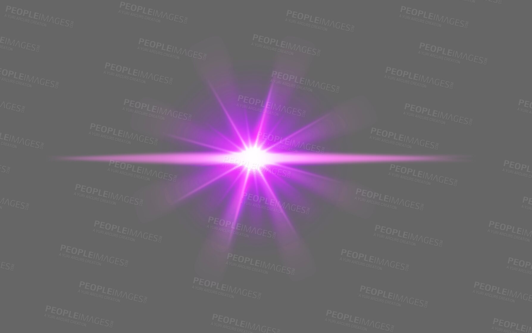 Buy stock photo Purple digital lens flare or beam isolated on png or transparent background, galaxy magic and ray of light with star. Spark, flash and abstract with sparkle, glow and shine, bright and flashing color