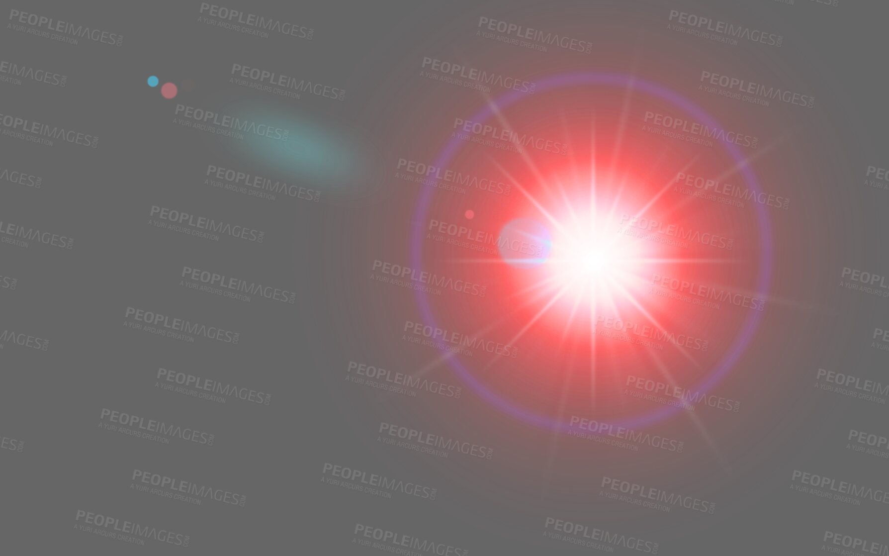 Buy stock photo Digital lens flare, red beam of light isolated on png or transparent background, sun glow and solar design. Flash, spark and bright with star, circle or ring with ray or gleam, lighting and neon