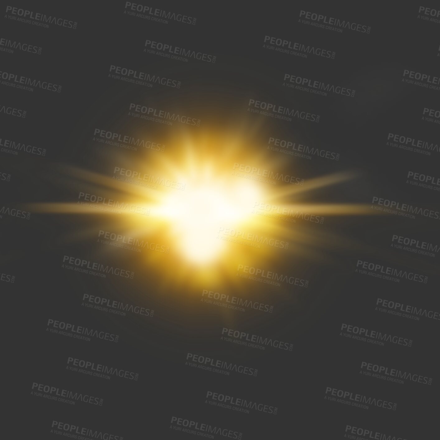 Buy stock photo Yellow, digital lens flare and light isolated on png or transparent background with bokeh and streak. Glow, shine and star with circle beam, lighting and bright with spark, glowing and abstract