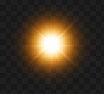 Lens flare, explosion and light in transparent png with dark background, flame and sparkle abstract. Sunshine special effect, glow and flash with color, burst and creative mockup for illustration