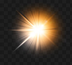 Flash, orange light and digital lens flare isolated on png or transparent background, mockup space and glow. Shine, lighting and bright gleam with beam, star and glowing, sparkle and shining ray