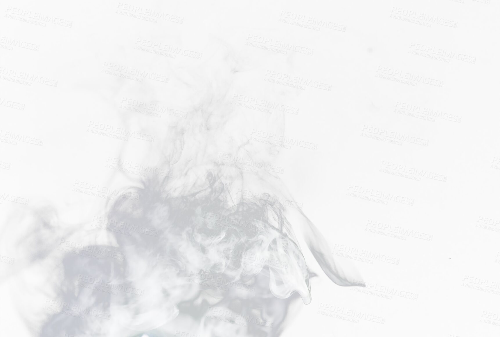 Buy stock photo White, smoke and fog with steam isolated on png or transparent background with gas pattern and mist. Misty, smoky and incense burning with vapor, smog and cloudy, spray or powder with texture