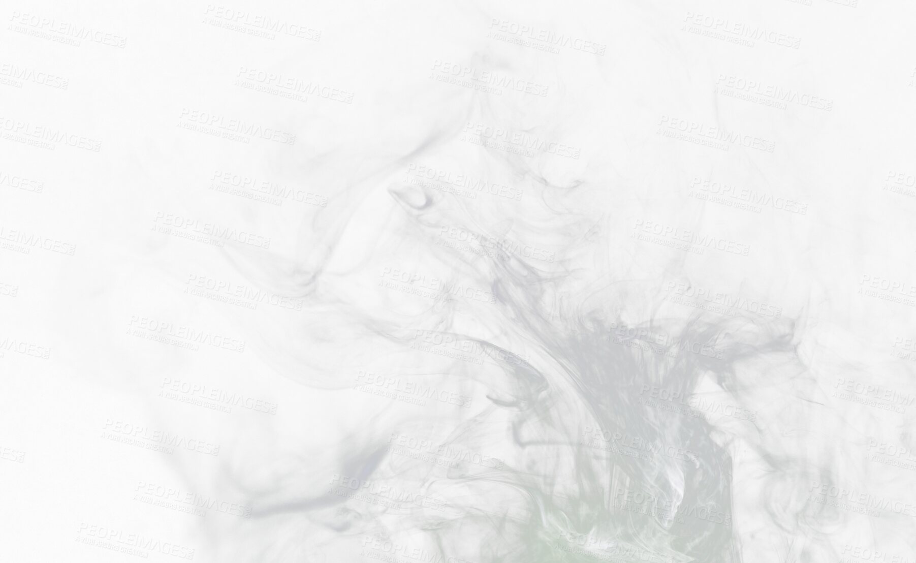 Buy stock photo Smoke movement, white background and studio with abstract pollution swirl with no people. Graphic, art and steam pattern in the air with isolated design smoking and incense creativity with motion