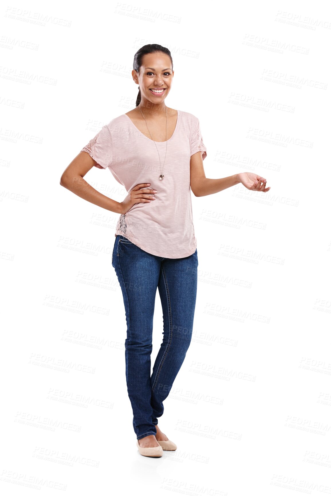 Buy stock photo Portrait, product and PNG with a woman holding space on a transparent background for a marketing logo. Advertising, branding or presentation with an attractive young female person isolated for promo 