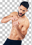 Body, fight and muscle with a man model isolated on a png background for fitness or exercise. Sports, workout and training with a young male fighter posing for training or martial arts