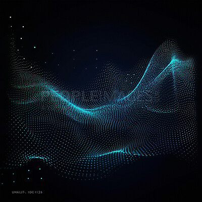 Data, internet and futuristic background wave, with blue connection, abstract and technology illustration for big data, AI or a network or stream of communication, science or music. Blockchain, cloud computing and digital copy space, mockup or focus