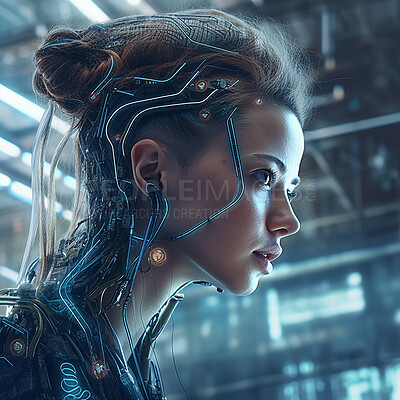 cyberpunk futuristic sci-fi girl world