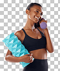 Active, healthy, sport and fitness athlete is determined and focused on her  running exercise workout. Young woman with fit body, wearing gym  sportswear, doing cardio training in studio isolated on a png