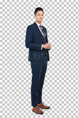 Buy stock photo Elegant, portrait or businessman in a suit for work isolated on a transparent png background. Corporate, male employee or worker ready for job interview, recruitment or human resources career