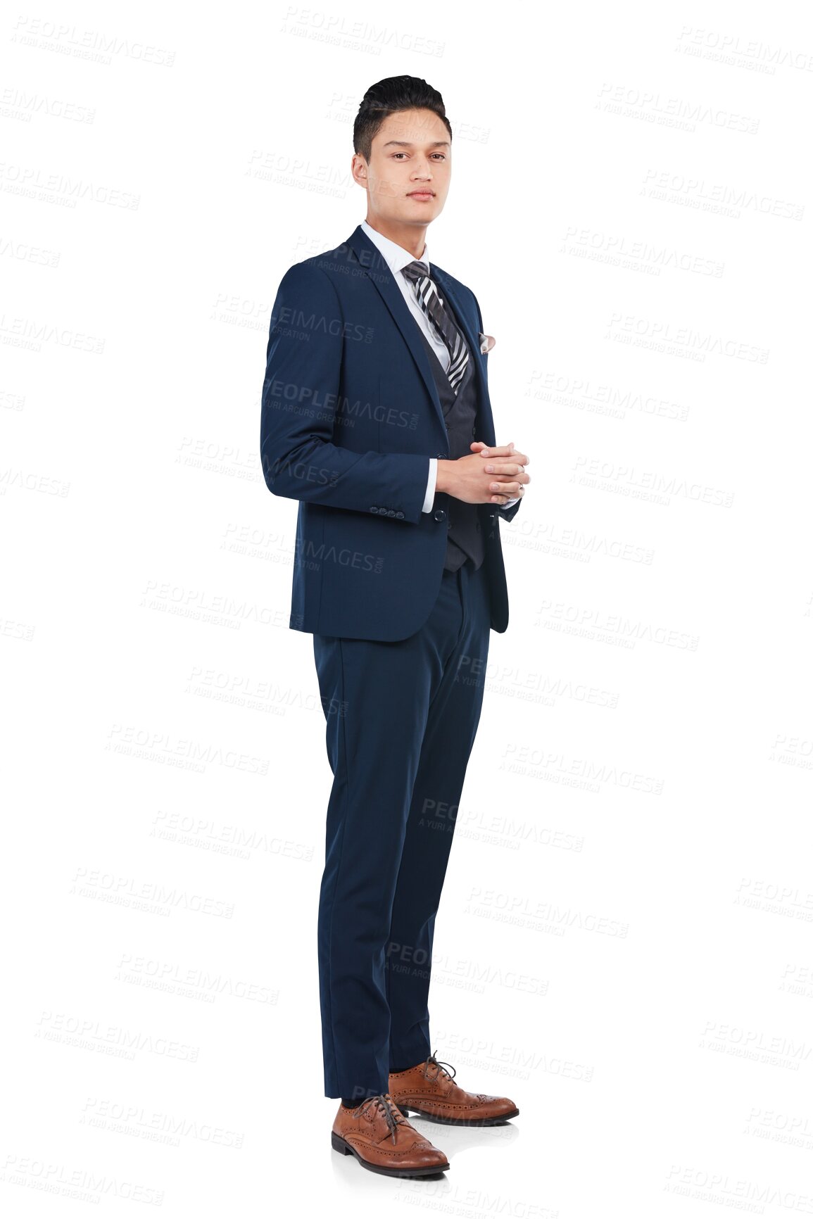 Buy stock photo Elegant, portrait or businessman in a suit for work isolated on a transparent png background. Corporate, male employee or worker ready for job interview, recruitment or human resources career