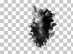 Black smoke cloud, fog or smokey flare and realistic steam or gas, mist explosion with a powder spray and a design element texture isolated on a transparent and png background