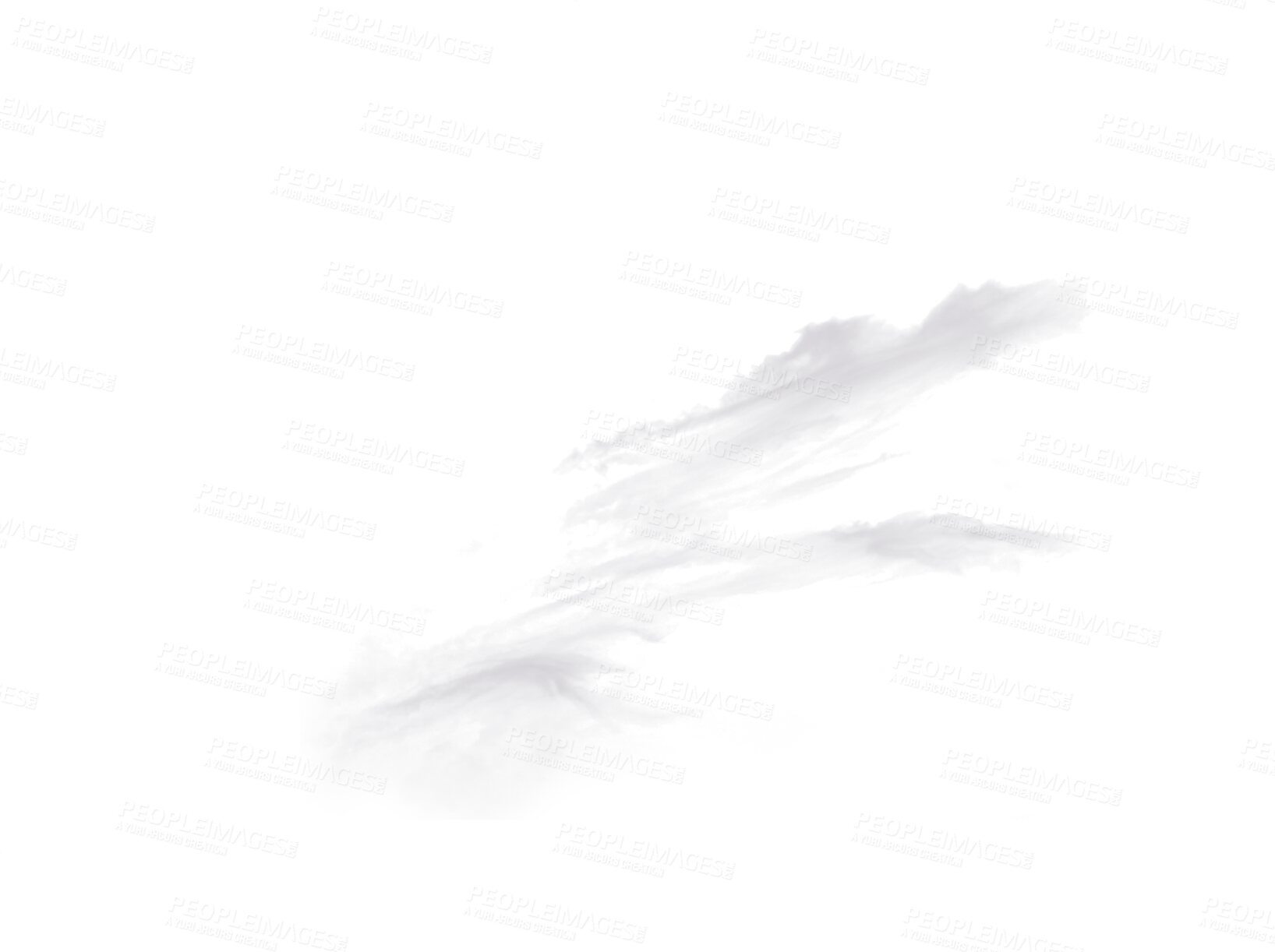 Buy stock photo Grey smoke cloud, fog or smokey flare and realistic steam or gas, mist explosion with a powder spray and a design element texture isolated on a transparent and png background