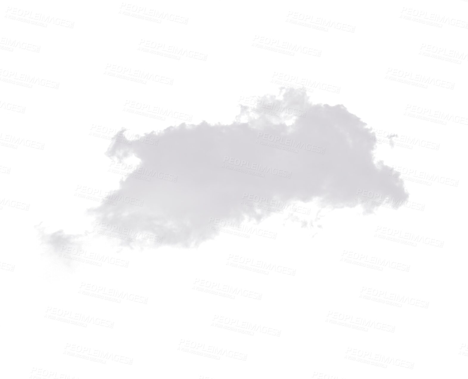 Buy stock photo Mist, white cloud and fog isolated on transparent background gas, steam or explosion with smoke design. Dust, puff vaping or pollution for climate change or light air in cutout or png