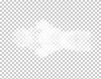 Buy stock photo Clouds, smoke and white fog on transparent background for smog, gas effects and weather on png texture. Storm graphic, cloudy nature and isolated shape of steam, mist vapor spray for natural element