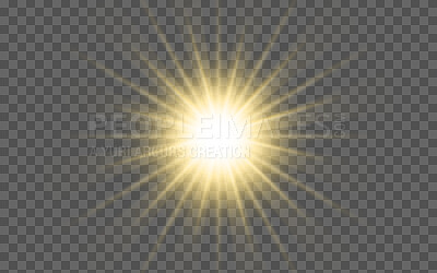 PNG, flare and explosion on a transparent background to simulate the sun, a star or light. Digital, special effects and cgi with a spotlight or sparkle illustration for graphic design