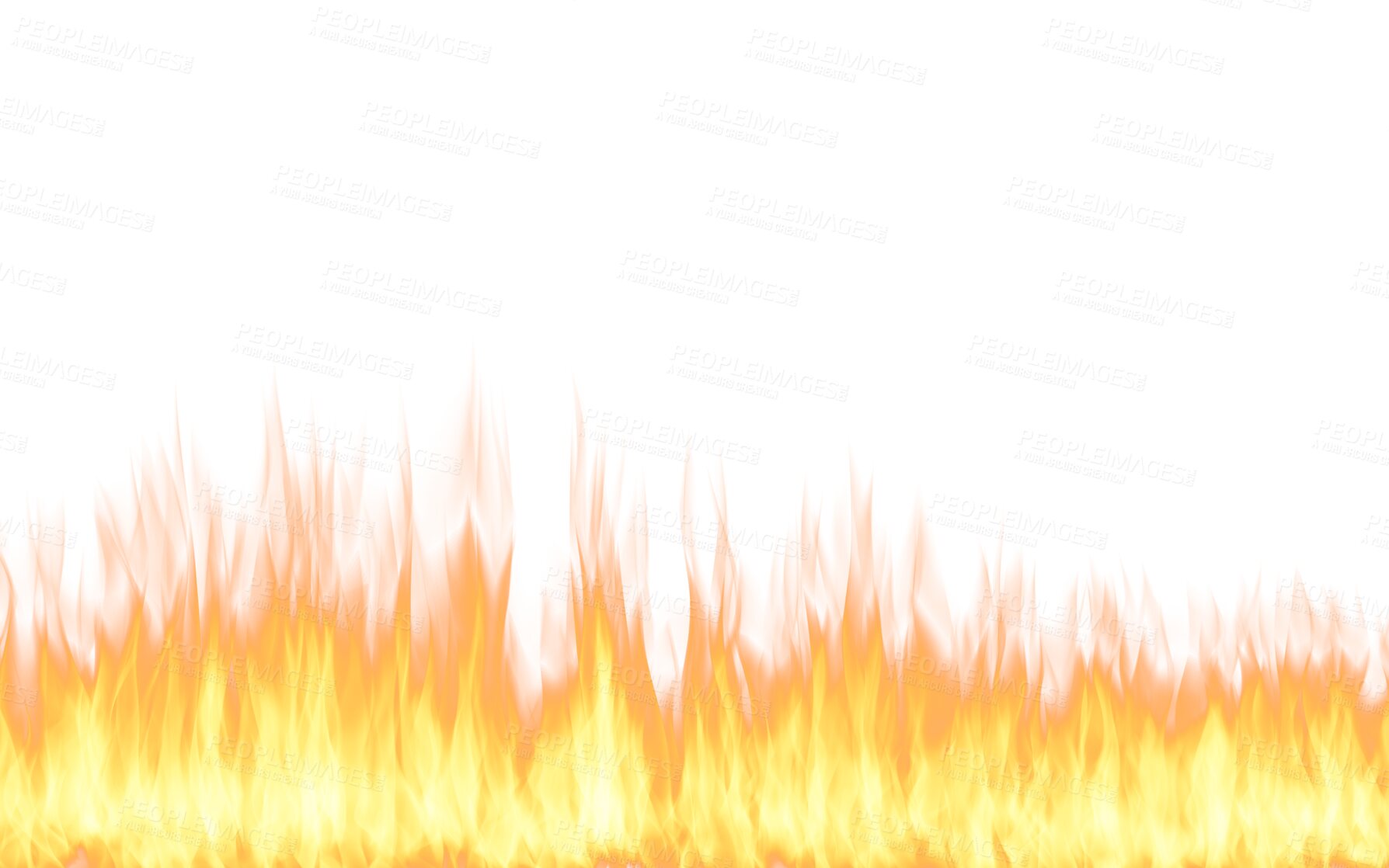 Buy stock photo Fire, flame and hot by transparent png background with mock up space for burning, heat and spark. Burn, flames and graphic for wildfire, pollution or emergency for natural disaster for design