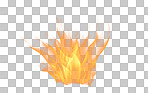 PNG, fire and flame isolated on a transparent background for an illustration of a hot, burning blaze of heat. Abstract, creative and flames for digital enhancement, special effects or cgi