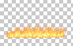 Fire, flame and heat on transparent png background inferno or orange energy. Isolated Illustration of danger, texture design and realistic wildfire graphic detail, glow and element