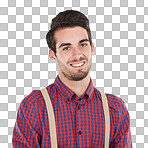 Portrait of a business man, smile on confident face and young person posing for profile picture. Outfit for gentleman with pose and guy smiling for isolated on a transparent background