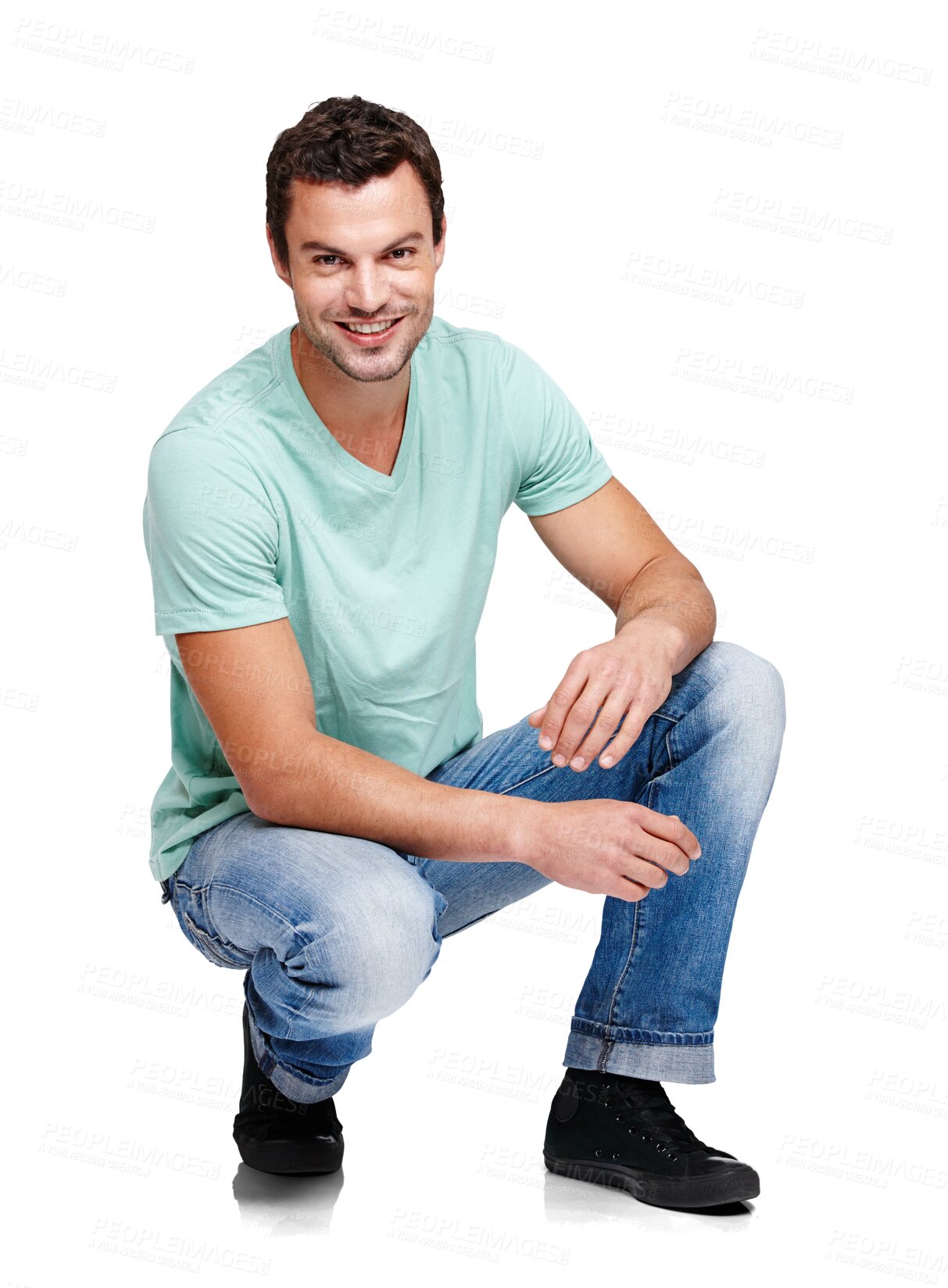 Buy stock photo Happy, smile and portrait of a man with fashion, stylish and cool trendy clothes. Handsome, confident and a male model in clothing for fashionable style isolated on a transparent png background