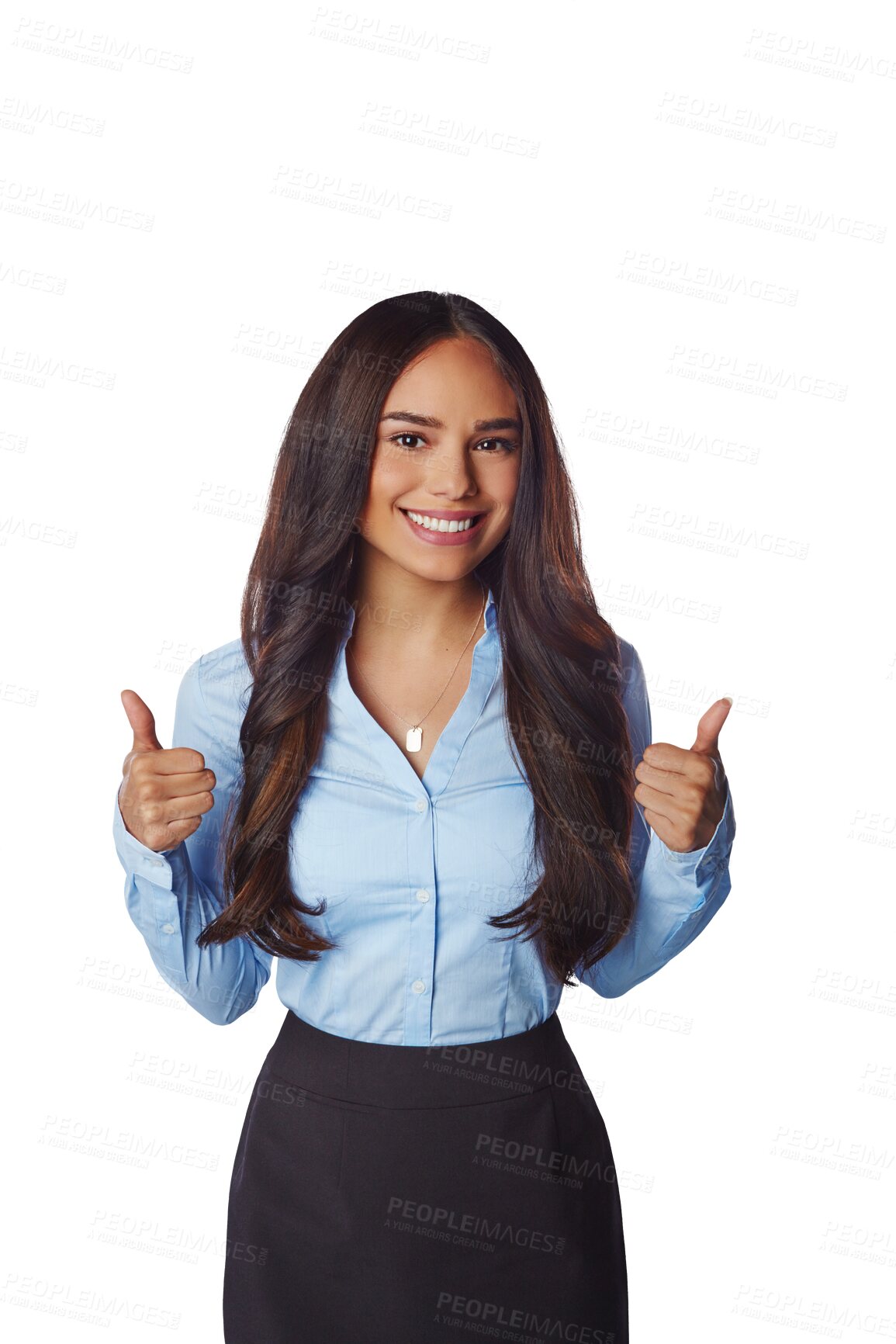 Buy stock photo Smile, thumbs up and portrait of business woman isolated on a transparent png background. Success, hand gesture and female person with like emoji for approval, agreement and ok, thank you and vote.