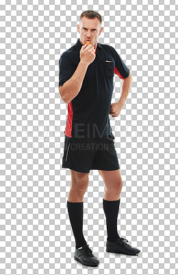 Referee Holding Up A Red Card And Whistle Inside A Stadium Stock