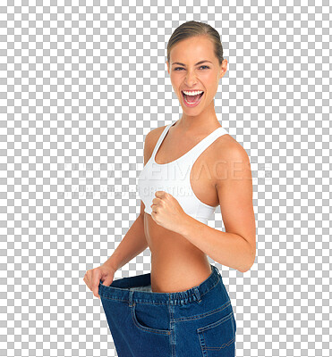 Happy Slim Lady Trying On Jeans After Diet Stock Photo, Picture