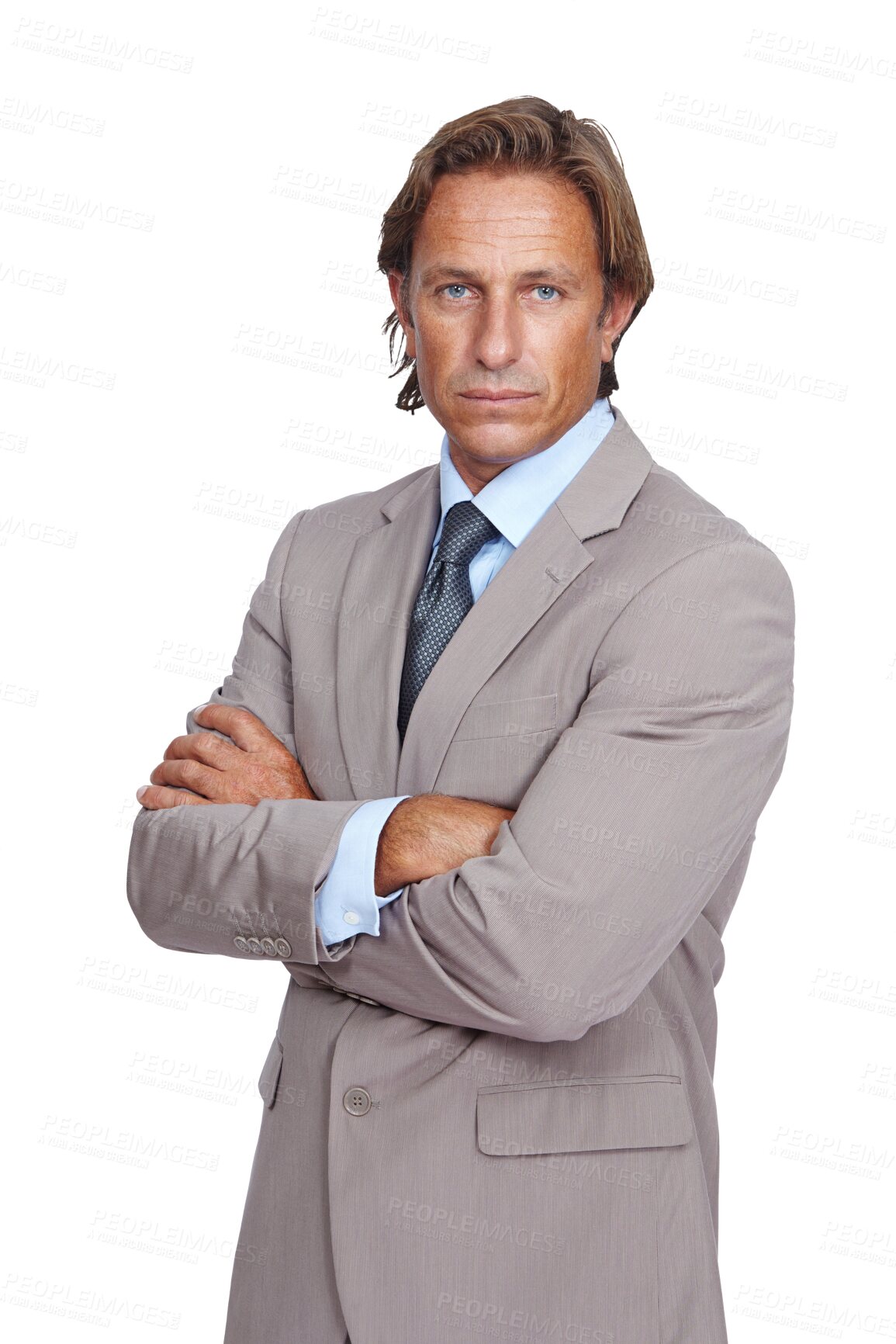 Buy stock photo Portrait, serious and business man with arms crossed isolated on a transparent png background. Ceo, professional male and executive, confident or mature entrepreneur from Canada with pride for career