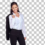 A Business woman, success and lawyer in portrait, smile with vision and mindset. Career, corporate legal employee and professional mockup, female attorney and law advocate isolated on a png background