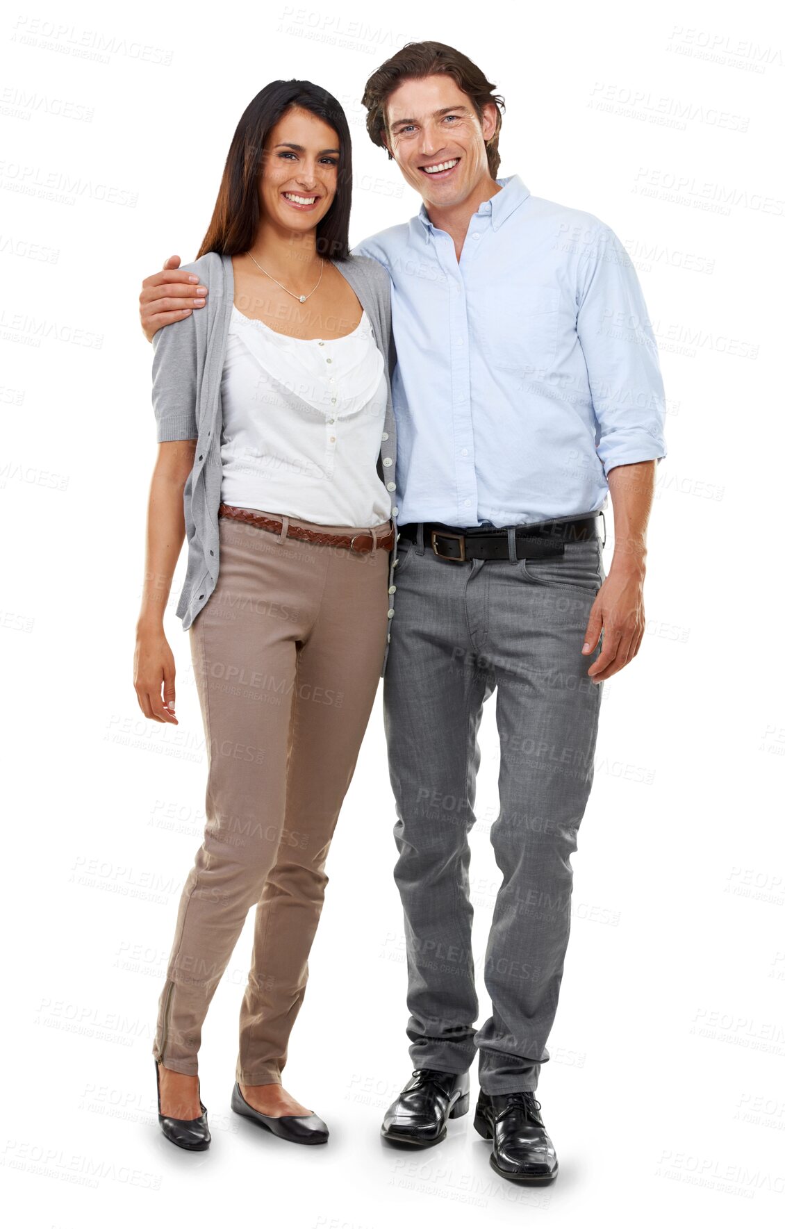 Buy stock photo Relationship, love and portrait of couple hug with smile on isolated, png and transparent background. Marriage, happy and man and woman hugging, embrace and together for valentines day romance